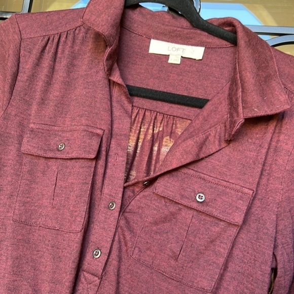 Loft cute maroon drawstring waist long sleeve dress - Picture 5 of 11